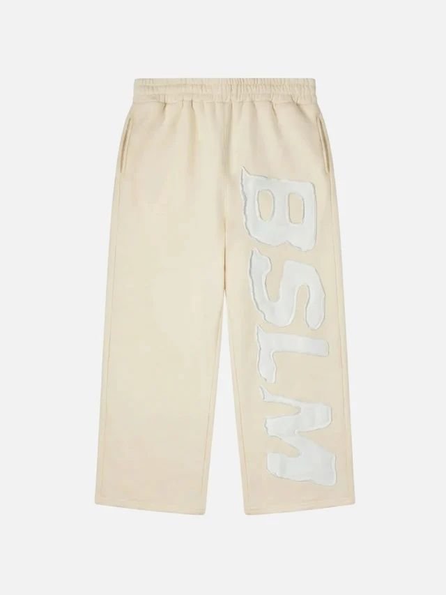 bslm patched sweatpants ivory bslm patched sweatpants ivory